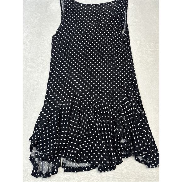 Zinna Black White Polka Dot Flounce Hem Tank Top Size Small - Picture 6 of 7